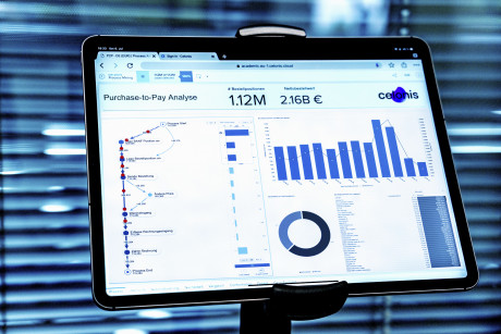 Der Varianten-Explorer für den Einkauf stellt die einzelnen Prozessaktivitäten und deren Häufigkeit dar