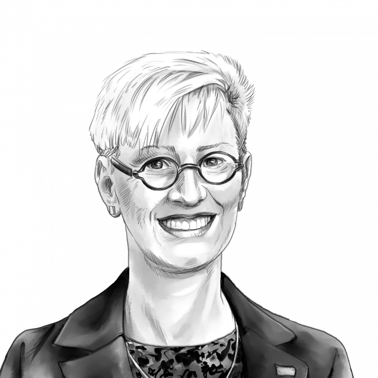 Portrait Prof. Dr.-Ing. Anke Kaysser-Pyzalla Portraitzeichnung von Prof. Dr.-Ing. Anke Kaysser-Pyzalla