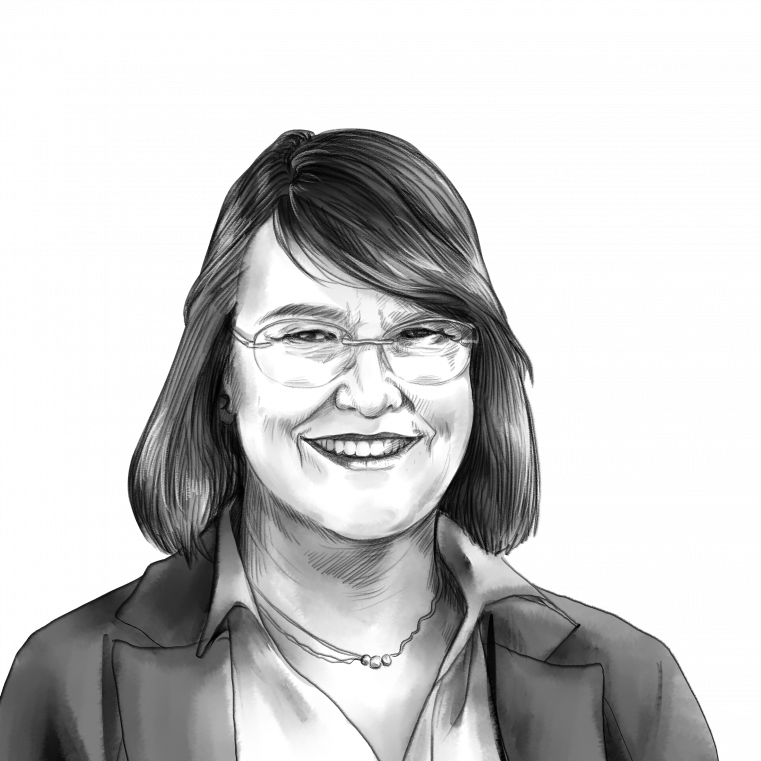 Portrait Prof. Dr.-Ing. Ulrike Kuhlmann Portraitzeichnung von Prof. Dr.-Ing. Ulrike Kuhlmann