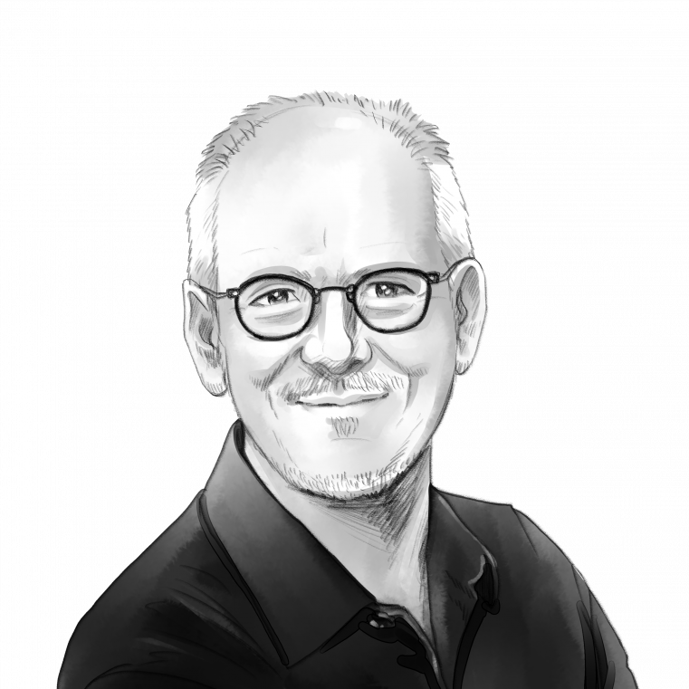 Portrait Prof. Dr.-Ing. Heinz Gerhäuser Portraitzeichnung von Prof. Dr.-Ing. Heinz Gerhäuser